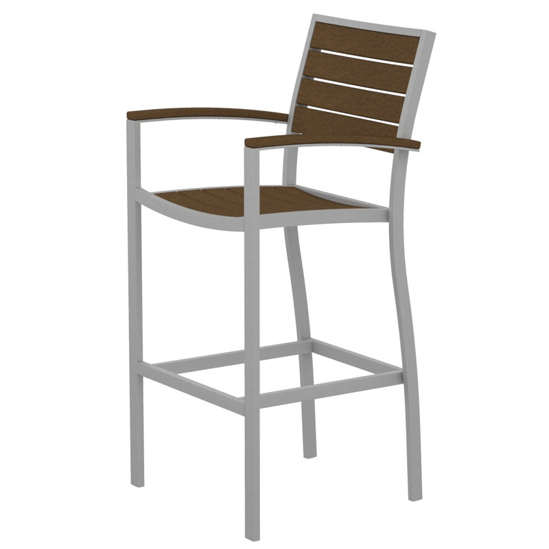 Chaise avec accoudoirs de bar POLYWOOD Euro, Bronze texturé, Teck