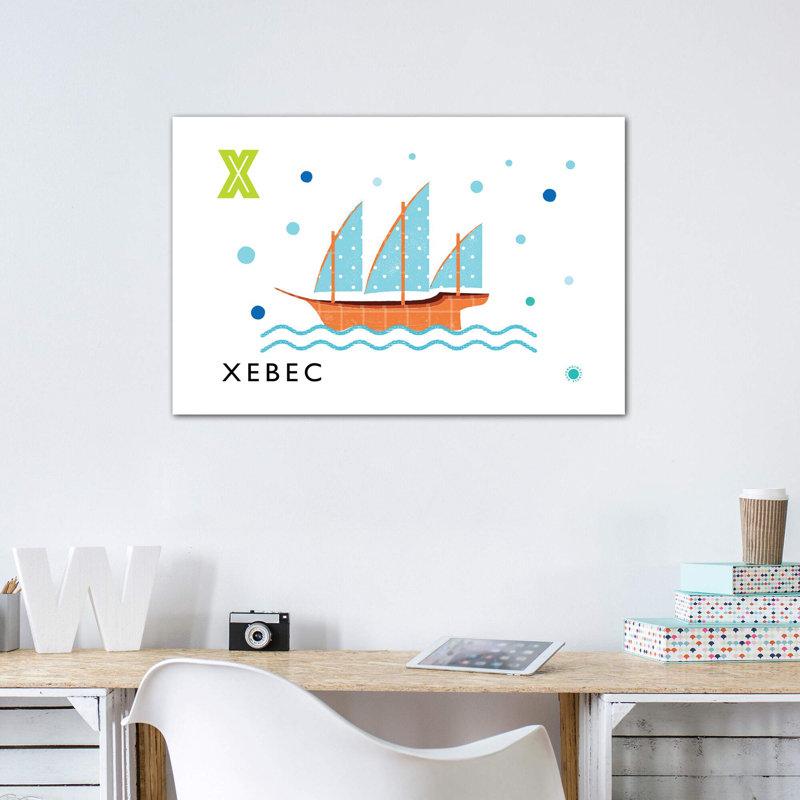 «X is for Xebec» - impression, Pas de tapis, Toile tendue, H 26 po x l 40 po x 1,5 po