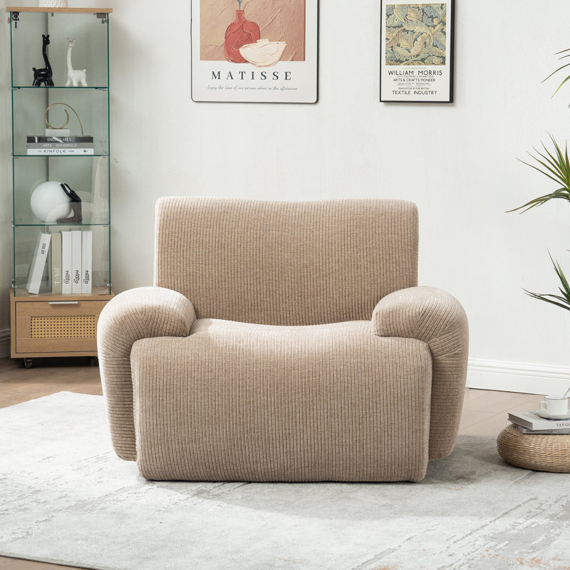 42.11" W Upholstered Minimalist Sponge Filling Accent Armchair, Taupe