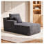 Chaise longue grise en peluche avec ressorts ensachés, aucun assemblage requis, design orienté vers la gauche pour le salon