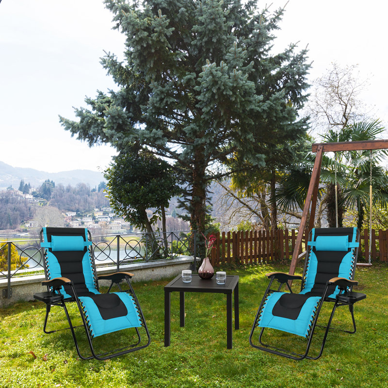 Syril Folding Zero Gravity Chair, Aqua Blue