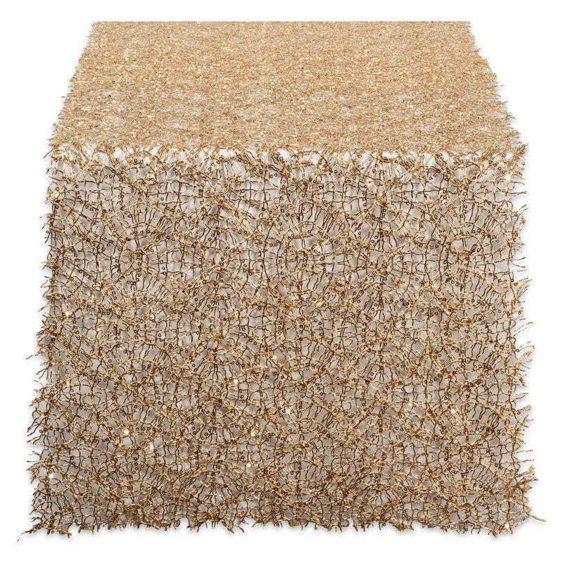 Julia Sequin Mesh Table Runner, Gold