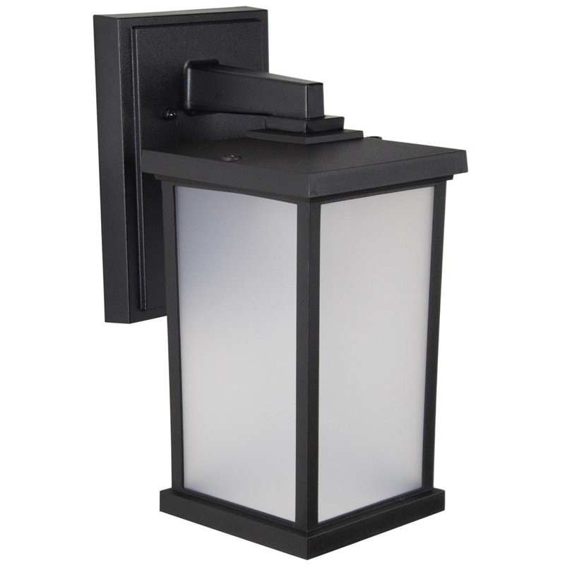 Solus Artisan Large Square Outdoor Security Wall Lantern with Frosted Acrylic Lens, Dusk-to-Dawn & Motion Sensor, Black