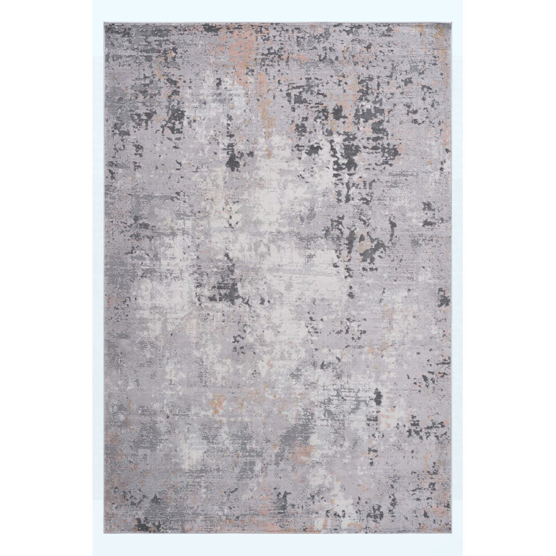 Area Rug Synthetic Fiber Stain Resistant Non-Shedding Abstract Grey Multi Medium 6' x 9', Grey Multi