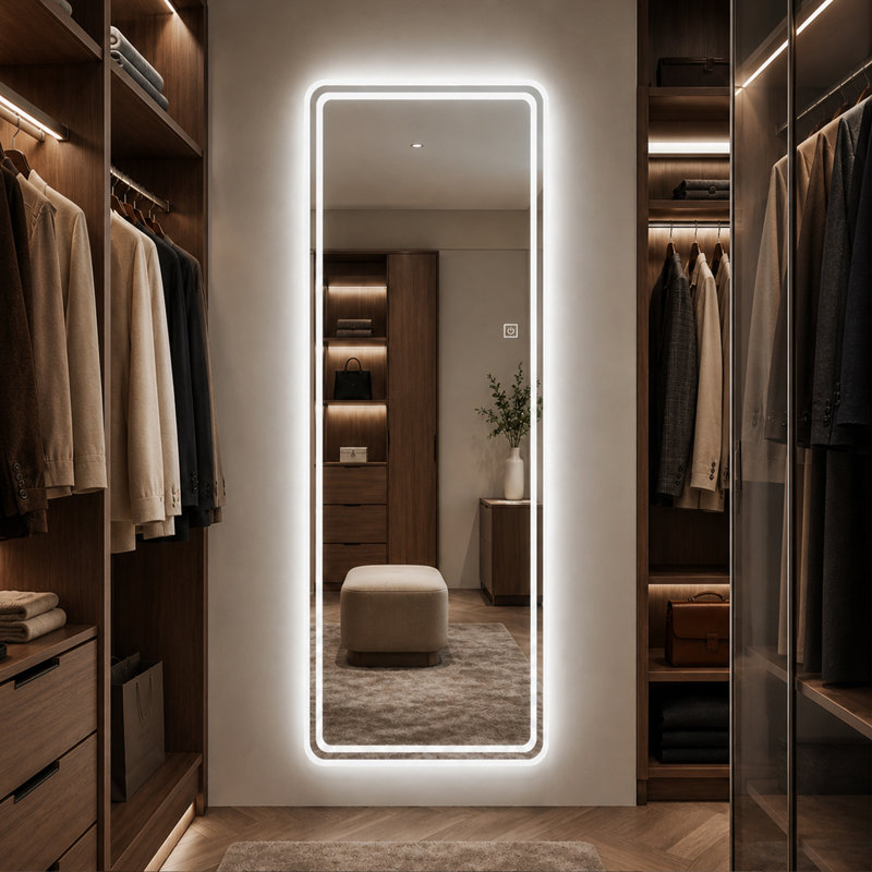  Miroir à DEL pleine longueur 64 po x 21 po - sans cadre, à 3 lumières à intensité variable, incassable pour la chambre à coucher, le vestiaire ou la salle de sport