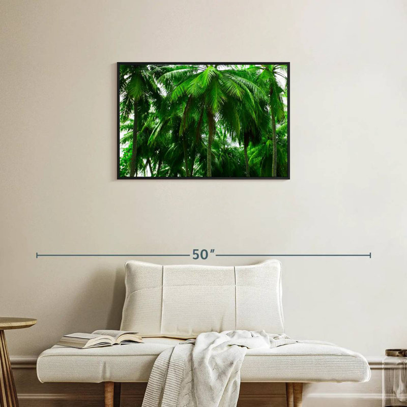 Palmier forêt, Cadre flottant noir, 31 po x 21 po