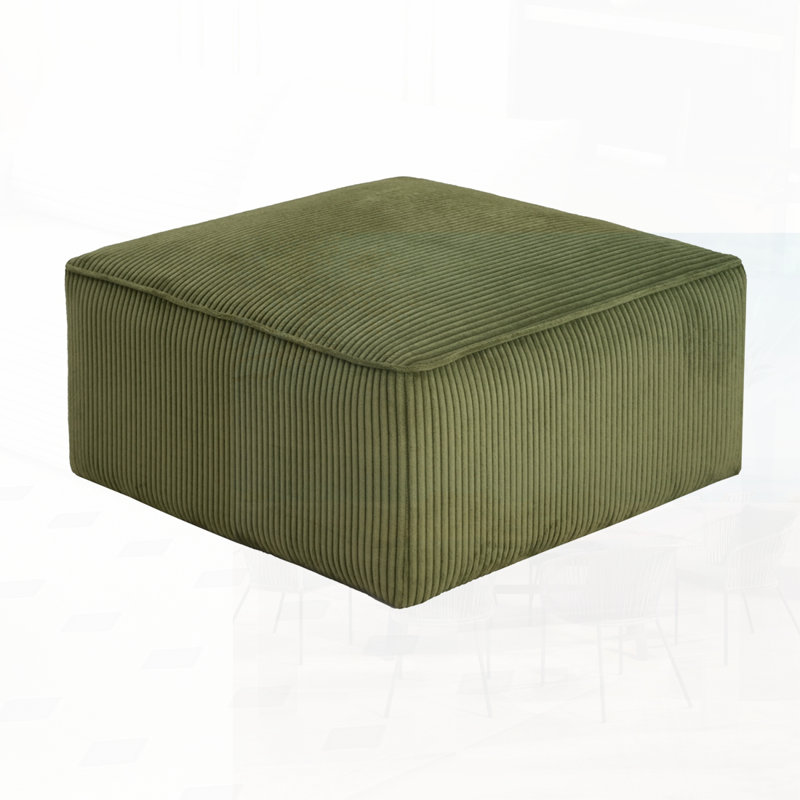 Upholstered Square Ottoman,Corduroy, Olive Green Corduroy