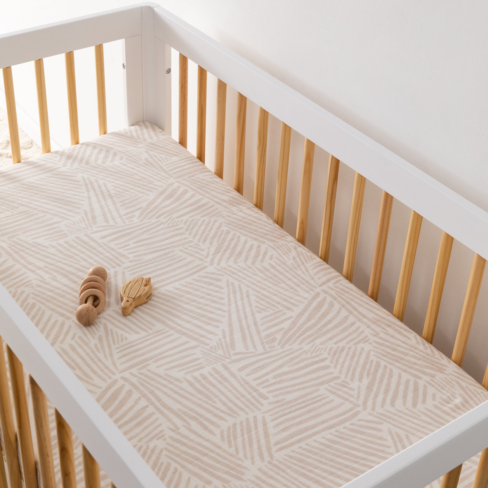 Oat Stripe Muslin Crib Sheet