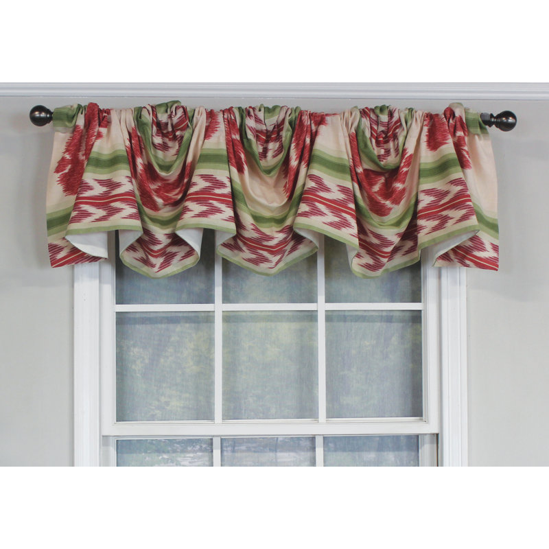 Aztec Cotton Blend Ikat Scalloped Window Valance