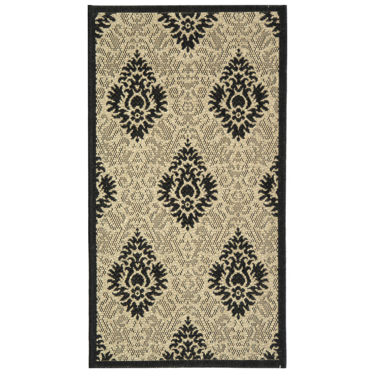 Arneshia Damask Sand/Black Area Rug