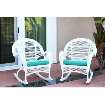 Chaise berçante en osier avec coussins Berchmans