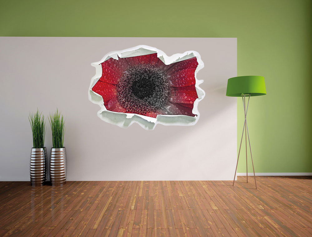 Wandtattoo Rote Gerbera mit Wassertropfen