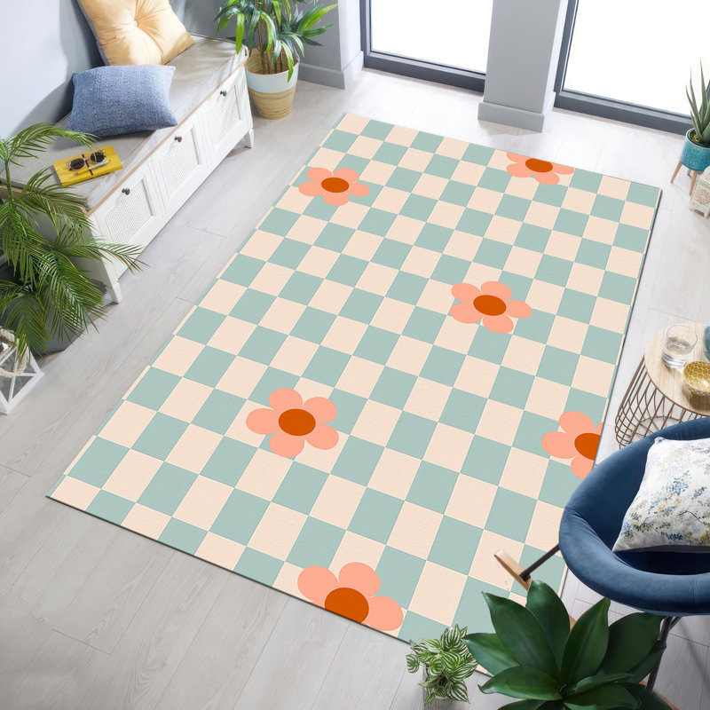 Transitional Floral Printed Non-Woven Soft Rug with Muted Tones for Living Room Bedroom and Office Decor