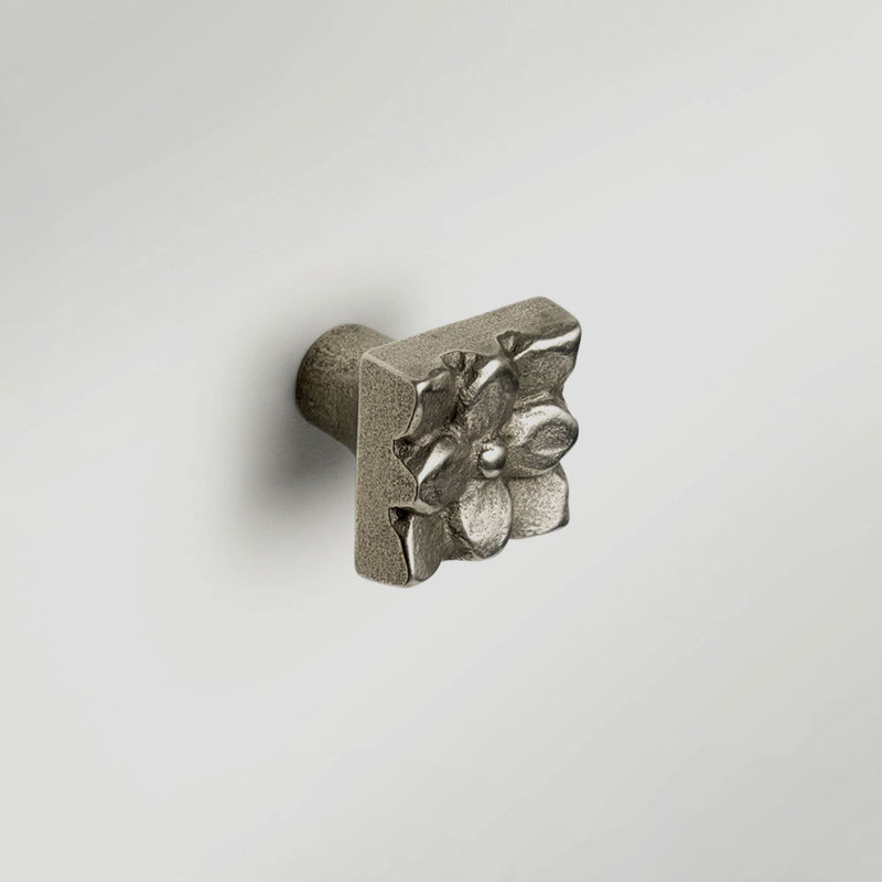 Lotus Bronze Square Knob, White Bronze