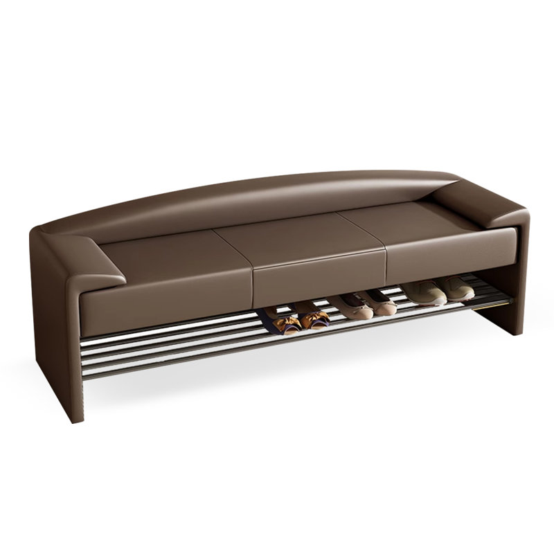 Banc de rangement rembourré pour chaussures, Café