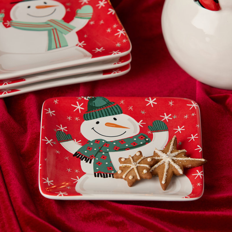 Ensemble de 4 assiettes de Noël en forme de bonhomme de neige Christmas