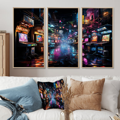 Neon Arcade Video Game Dream - Art mural de jeux vidéo