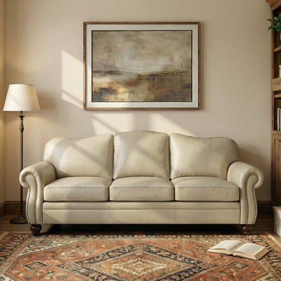 Eugene 81" Traditional Genuine Leather Sofa