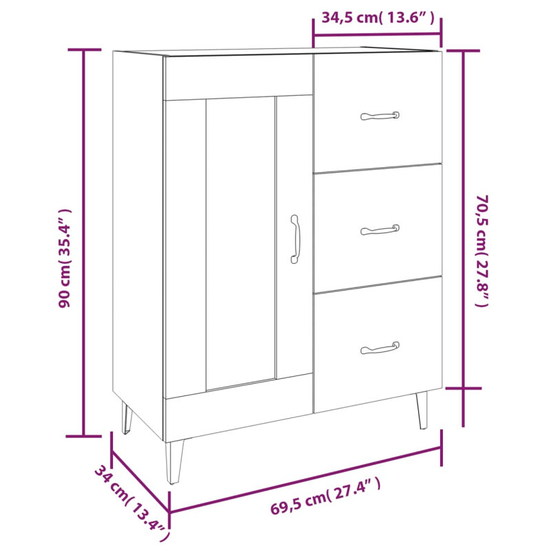 Smeltzer 69.5cm Sideboard, Sonoma Oak
