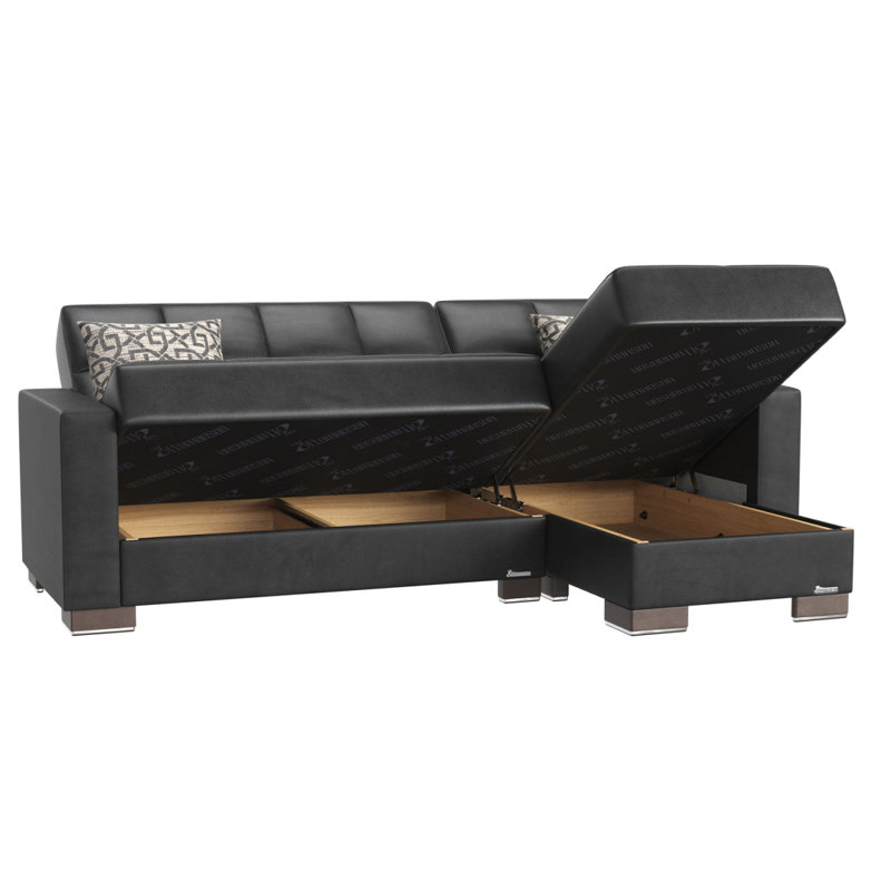 Chaise longue convertible avec rangement Primenest Nimbusflow, Noir