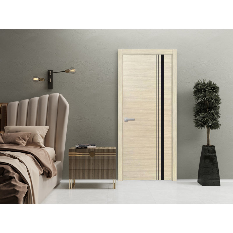 Porte intérieure moderne en bois avec quincaillerie | Planum 0011 noyer | Garnitures à panneau simple | Portes de salle de bain robustes