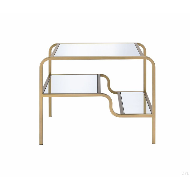 Mirrored & Gold Finish End Table