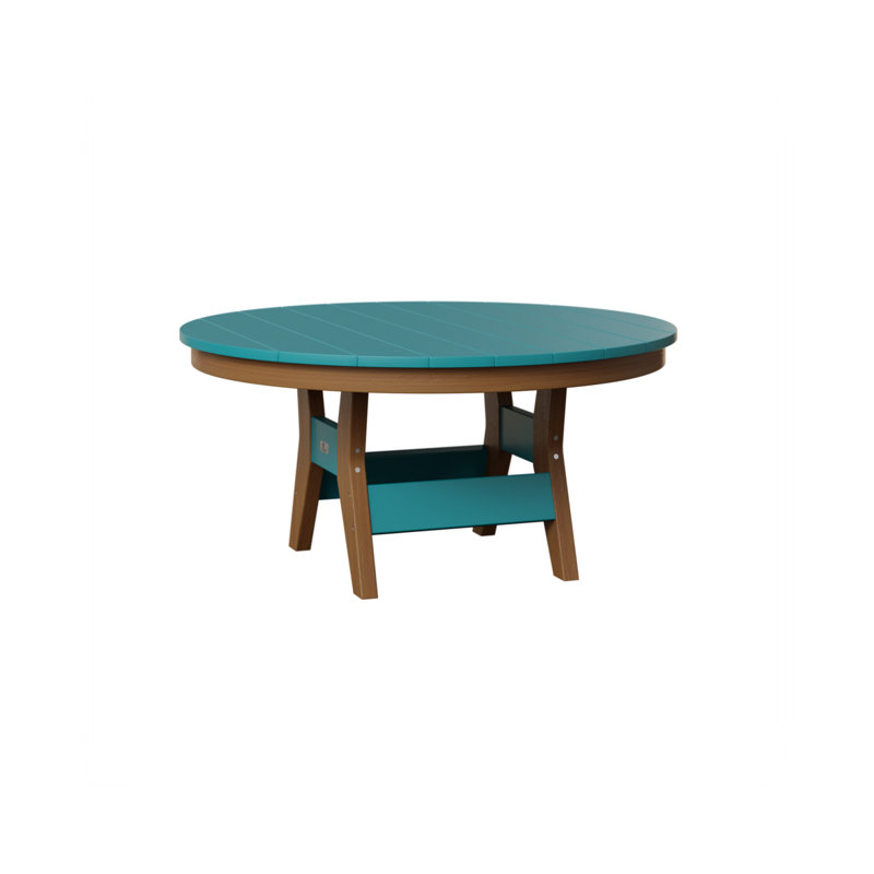 Harbor Outdoor Round Coffee Table, Aruba Blue, Natural Teak