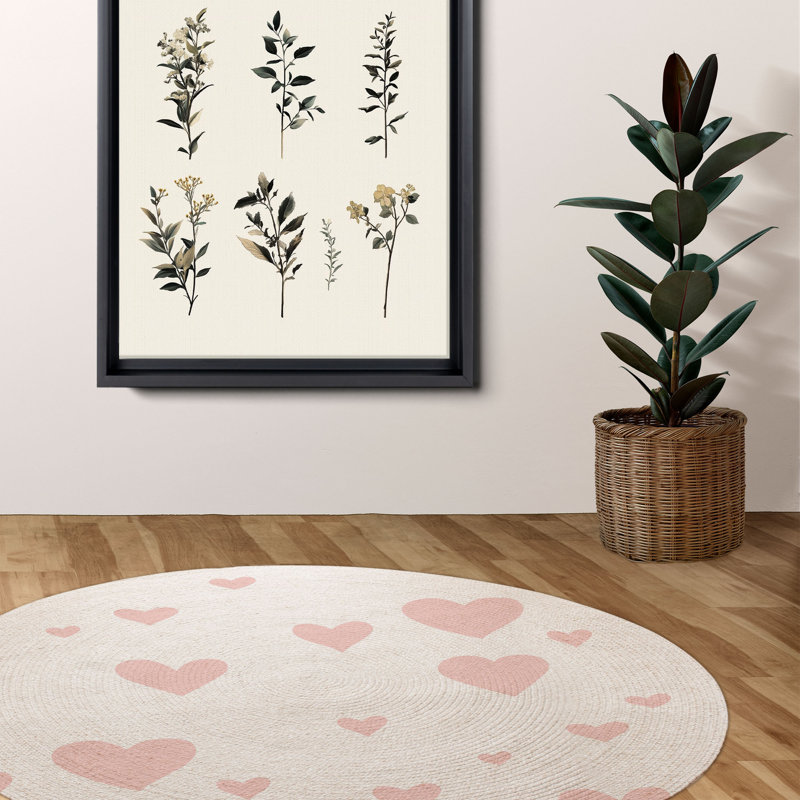 Tapis tressé Minimal Heart Vibes, Rond 5 pi