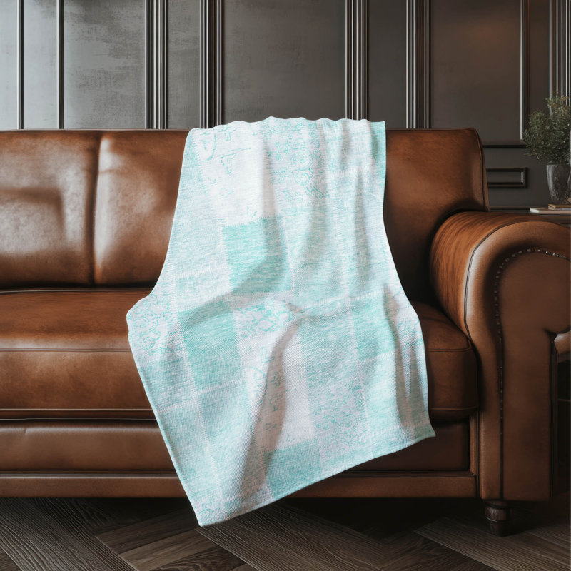 Jeté patchwork Addison Sherpa ASB631, Turquoise