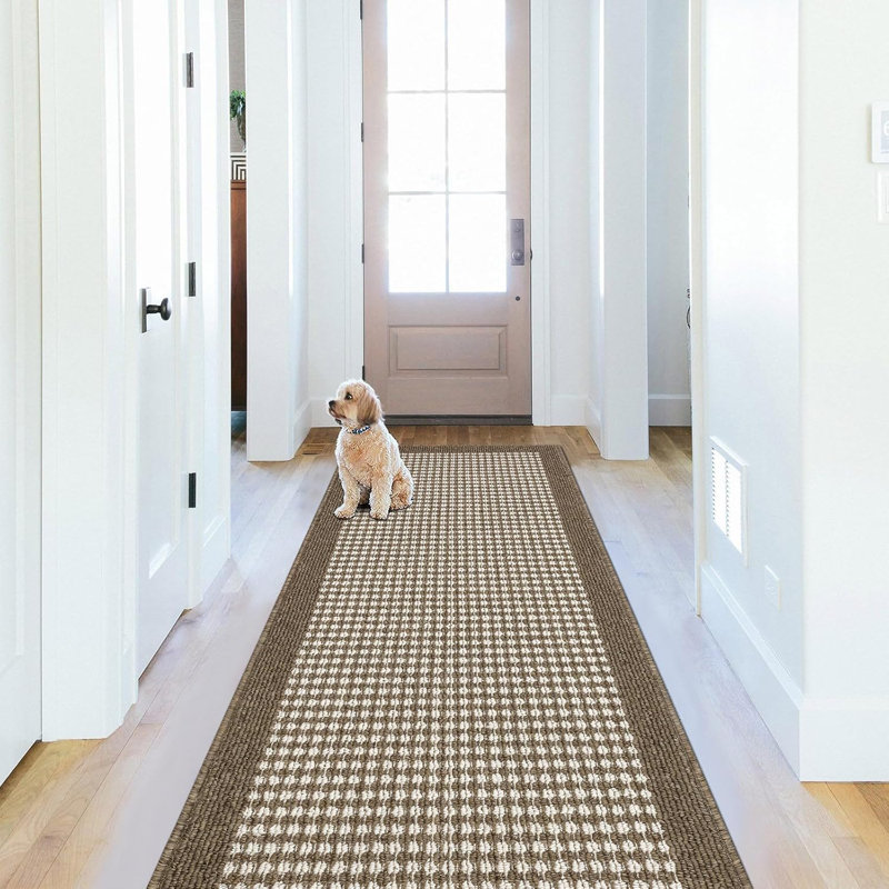 Non Slip Washable 2'x6'  Kitchen Mats for Doormat Hallway Entryway Petmat, Brown