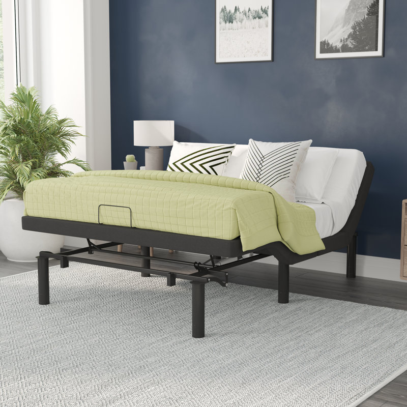Overton Anti-skid Upholstered Adjustable Bed Base with Wireless Remote, Queen
