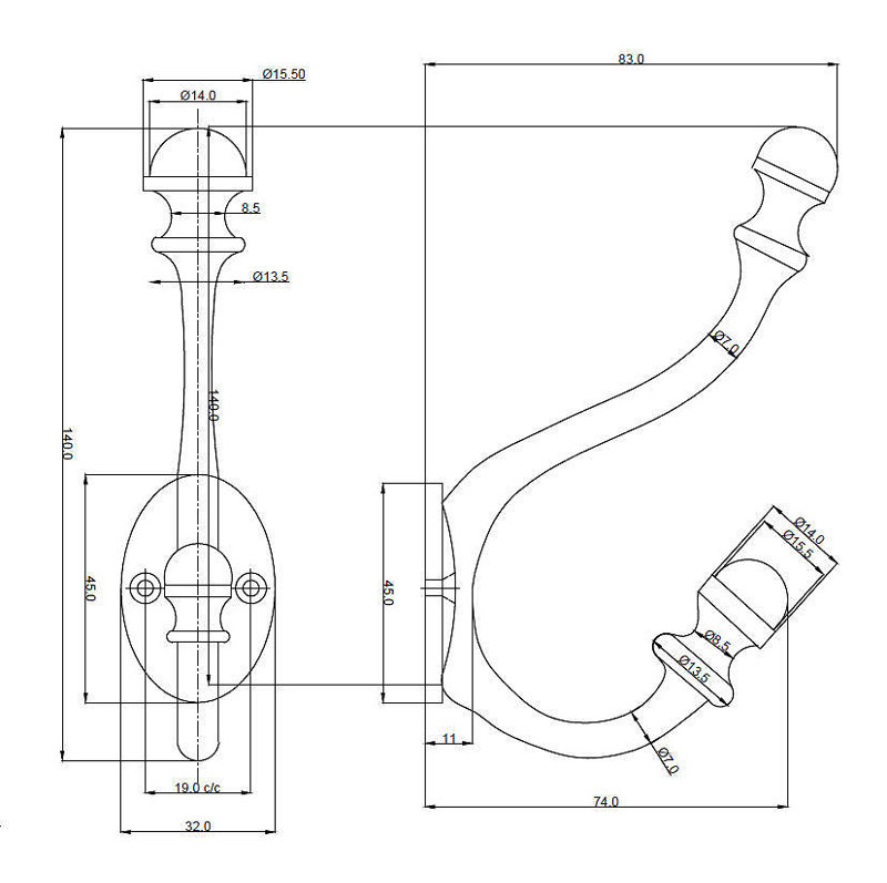Classic Forged Iron Wall Hook