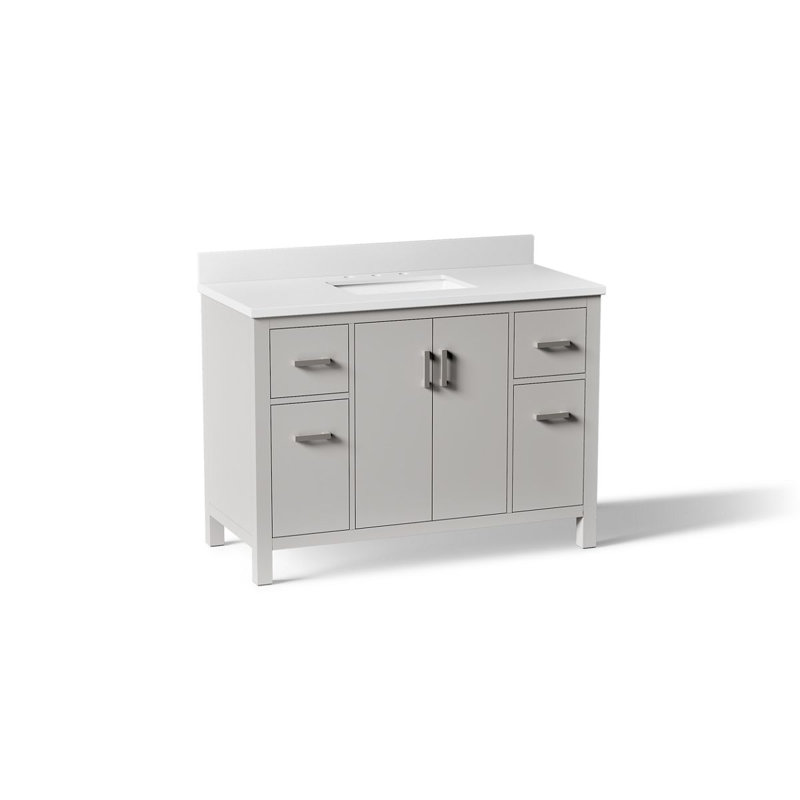 Kresla 48 In. Bathroom Vanity Cabinet With Sink And Quartz Top, Atmos Gray