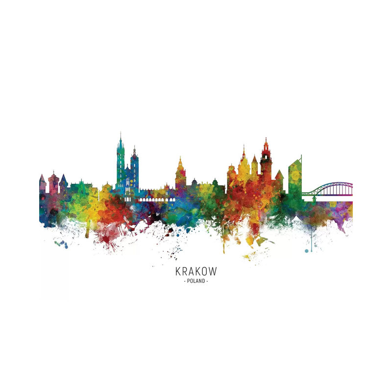 «Krakow Pologne Skyline» par Michael Tompsett, impression sur toile tendue, H 12 po x l 18 po x 1,5 po