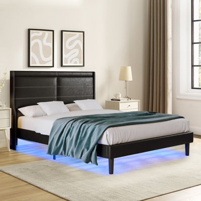 Diontray Faux Leather Upholstered Metal Platform Bed Frame, Queen Size -  Hokku Designs, B432ADA39F604D47874BAA598502AA60