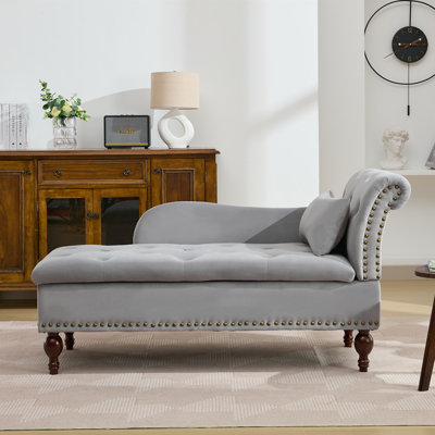 Storage Upholstered Chaise Lounge with Pillow
