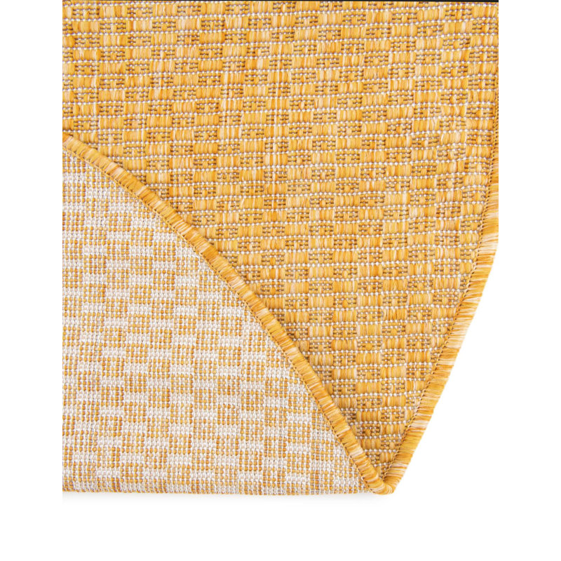 Tapis intérieur / extérieur Avaughn, Jaune, Rond 4 pi 1 po