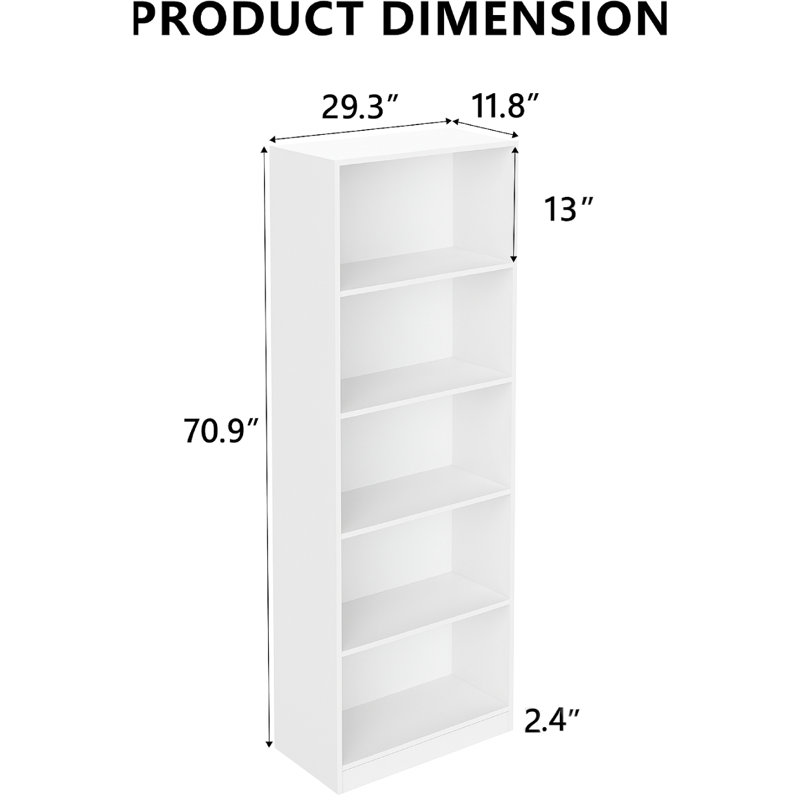 Armoire de rangement à 5 niveaux, Blanc, (5 tablettes) H 70,92 po x l 29,94 po x P 11,43 po
