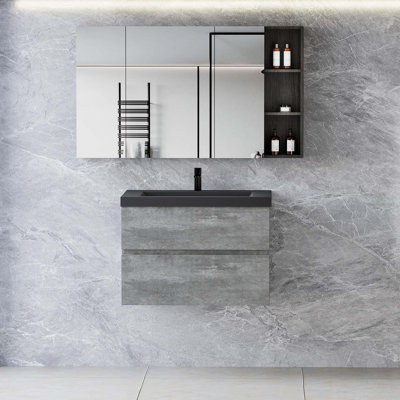 Rangement pour salle de bain, meuble-lavabo flottant simple avec lavabo, meuble-lavabo mural pour salle de bain