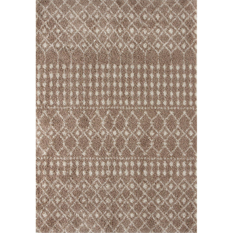 Moroccan Shaggy Collection Rugs Tangier Design in Beige/Ivory, Rectangle 160 x 230cm