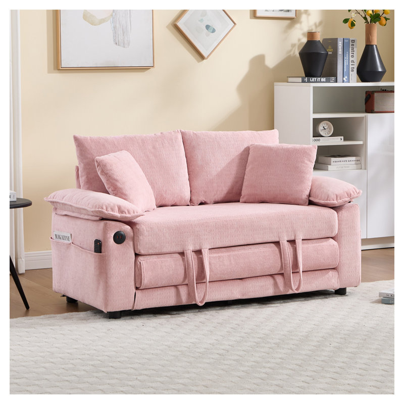 Canapé futon convertible 58 pouces en chenille