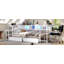 Structure de lit d'angle pour lit simple avec bibliothèque et 2 tiroirs de rangement sous le lit, lit moderne avec lumière DEL et station de charge, interchangeable gauche et droite, blanc-133673680