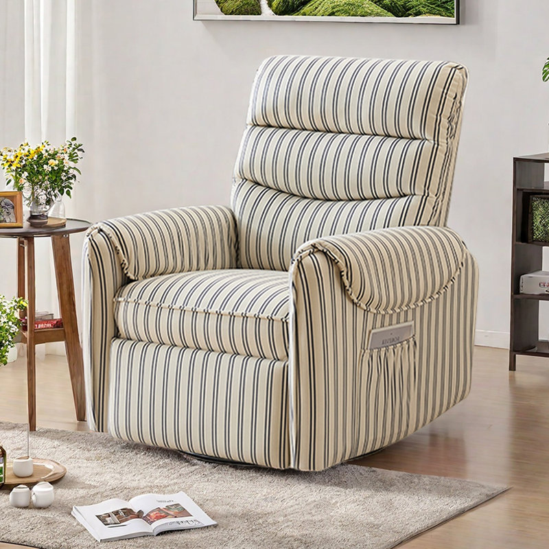 Fauteuil inclinable ergonomique rotatif simple avec poche, Bleu / blanc