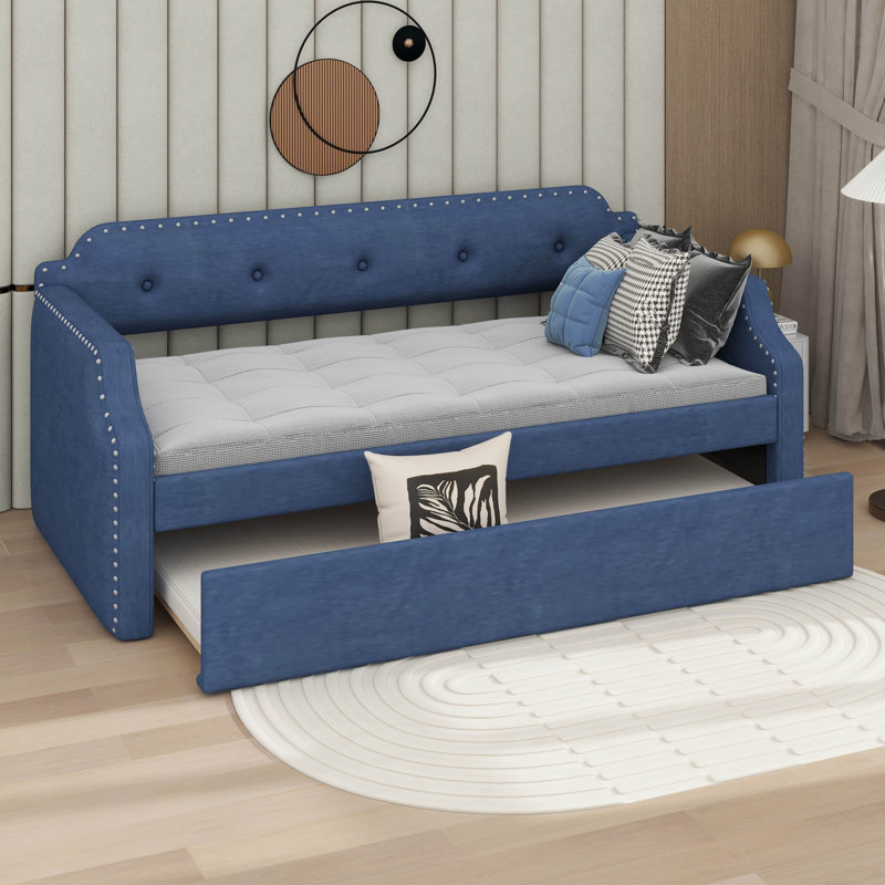 Twin Size Daybed With Trundle, Blue