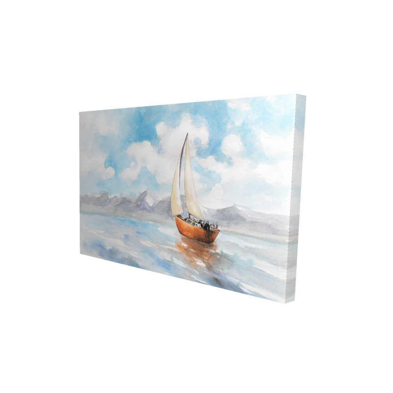 Voilier paysage - toile de chambre à coucher décorative pour la maison, H 36 po x l 24 po