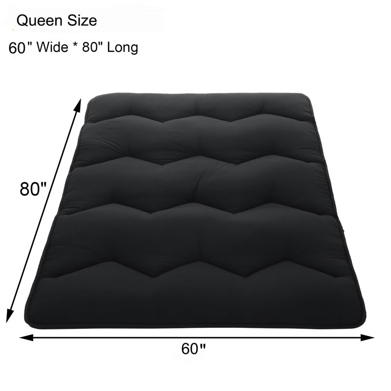 Matelas de futon pliable japonais, Noir, Grand lit