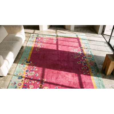Tapis rectangulaire chinois en laine noué des années 1920