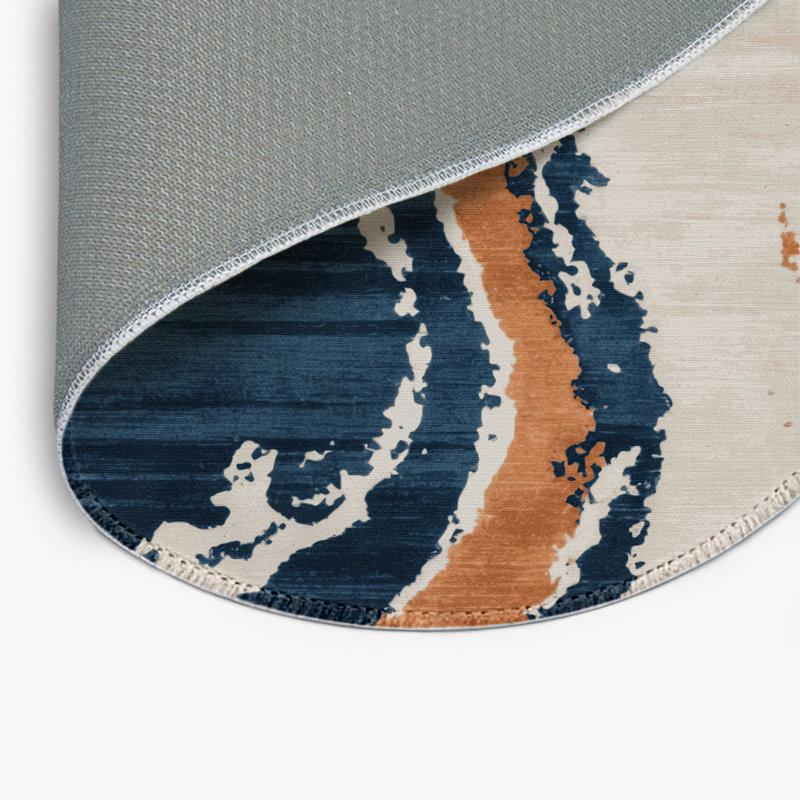 Watercolor Gray Indoor and Outdoor Area Rug, Round 5'