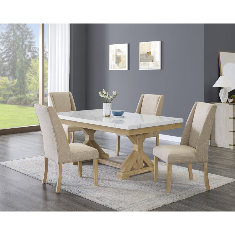 Ensemble de salle à manger rustique en faux marbre, 5
