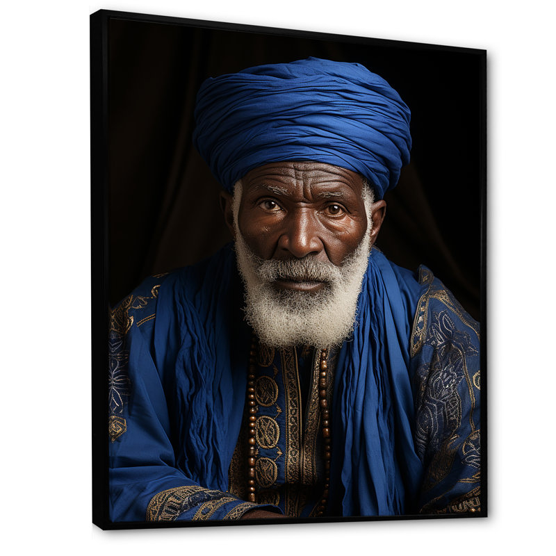 Portrait arabe berbère dans l'atlas I, Cadre flottant noir, H 32 po x l 16 po x P 1 po
